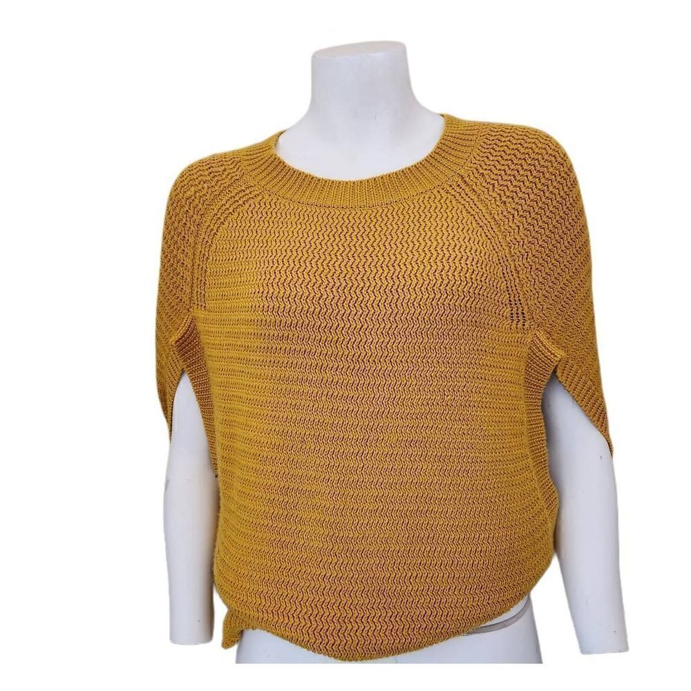 Cooper size S-M Wool women's side splitting top sweater knit tumeric mustard